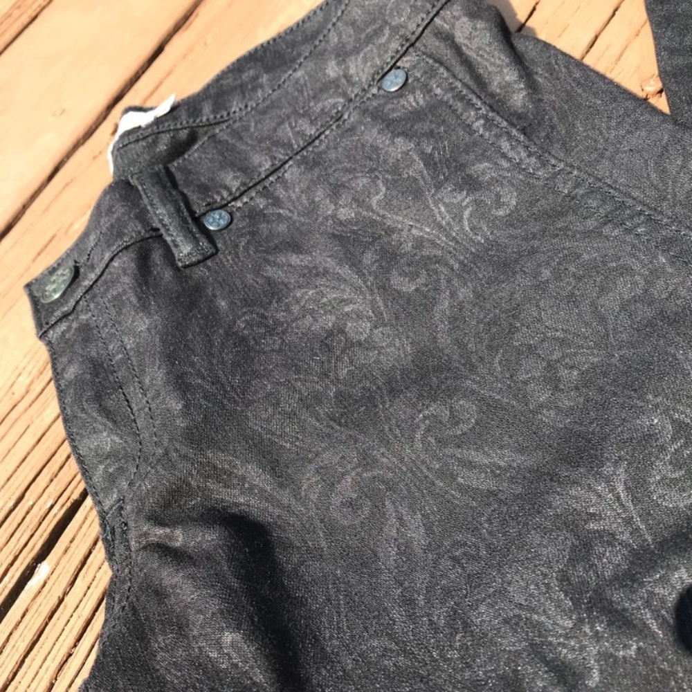 Tory Burch Honour Black Printed Skinny Jeans 24 - Picture 3 of 7